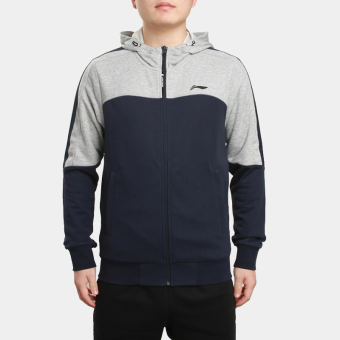 Gambar LINING AWDM105 baru musim semi kebugaran sweater (Tinta biru bunga abu abu 1)