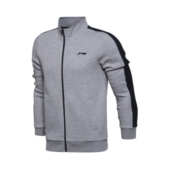 Gambar LINING Awdm519 Baru Pria Lengan Panjang Jas Sweater (Bunga abu abu standar hitam) (Bunga abu abu standar hitam)