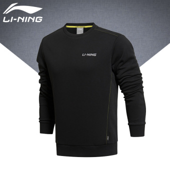 Gambar LINING baru bernapas Slim tidak ada topi lengan sweater kasual leher bulat pullover sweater (New dasar hitam)