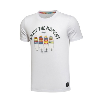 Gambar LINING Ghsl013 1 2 3 Dan Bahan Katun Yang Nyaman Baru Asli Kemeja Budaya T shirt (Putih) (Putih)