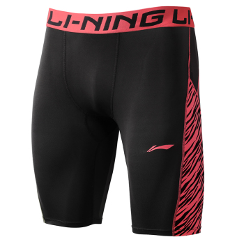 Gambar Lining laki laki cepat kering lima celana berjalan bulu tangkis pakaian (AUSL019 2 hitam dan merah) (AUSL019 2 hitam dan merah)