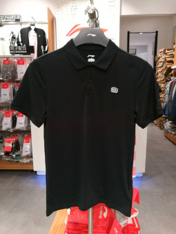 Gambar LINING musim panas asli olahraga bernapas cepat kering t shirt ( 4 standar hitam)