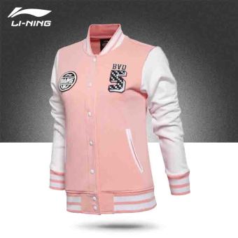 Gambar LINING perempuan basket seri Slim tidak ada topi lengan sweater sweater (AWDL268 1 shi jing dasar merah muda putih)