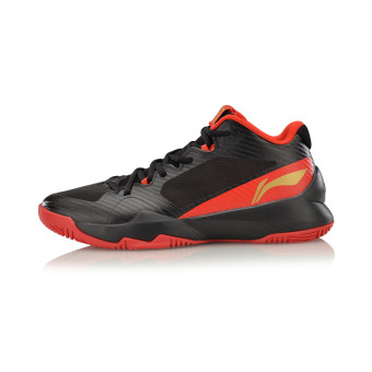 Gambar LINING pria baru bernapas bantalan sepatu basket sepatu (New dasar hitam terang Ni Hong emas cerah)