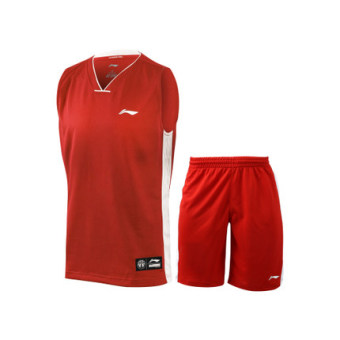 Gambar LINING profesional basket permainan pelatihan pakaian baru pakaian basket (Merah)