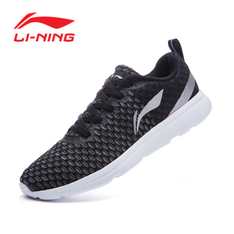 Gambar LINING resmi otentik musim gugur redaman sepatu olahraga sepatu lari (New dasar hitam Ningxue abu abu putih)