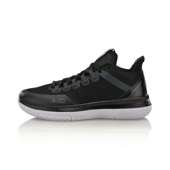 Gambar LINING sepanjang hari bernapas sepatu olahraga sepatu pria (New Basic Black yayasan putih)