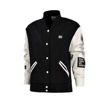 Gambar LINING sweater wanita baru basket olahraga kasual (Standar hitam dan putih susu)