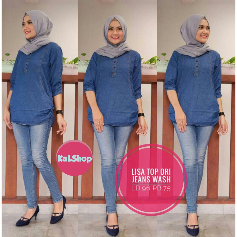 Lisa Top - Blouse - Atasan Jeans Wanita - Kemeja Busui - Kalshop Lisa Top - Blouse - Atasan Jeans Wanita - Kemeja Busui - Kalshop