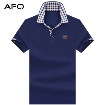 Gambar Longgar kasual warna solid lengan pendek polo shirt yard besar t shirt (Safir biru)