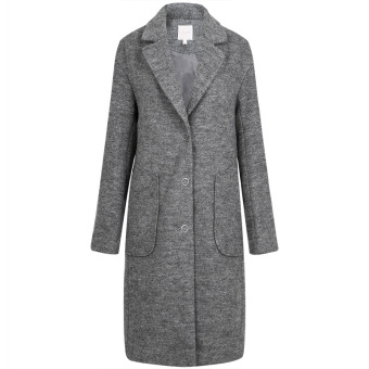 Gambar LOOESN Korean style solid color autumn and winter New style wool coat it coat (Dalam abu abu)