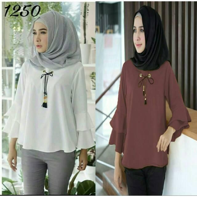 lunashop fashion pakaian wanita Misya Blouse cocok untuk wanita pakaian berjilbab dan tidak pakai jilbab