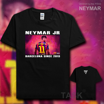 Gambar Ma Er neymar11 katun pakaian sepak bola lengan pendek penuh kasih kemeja t shirt (Lengan pendek hitam)