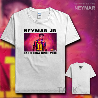 Gambar Ma Er neymar11 katun pakaian sepak bola lengan pendek penuh kasih kemeja t shirt (Lengan pendek putih hitam kata)