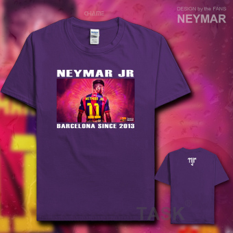 Gambar Ma Er neymar11 katun pakaian sepak bola lengan pendek penuh kasih kemeja t shirt (Lengan pendek ungu)