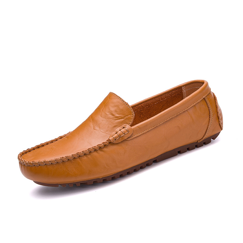 Flash Sale Malas British Ditambah Beludru Hangat Pedal Sepatu Peas Sepatu (1703 kuning coklat)