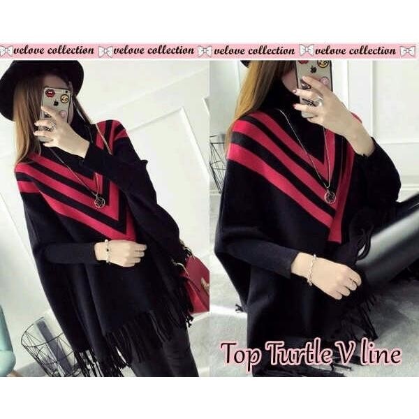 mamamia collection - blouse wanita top turtle v line / kemeja wanita / hijab