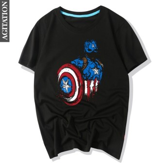 Gambar Marvel Katun Leher Bulat Pria T shirt (Tim AS hitam) (Tim AS hitam)