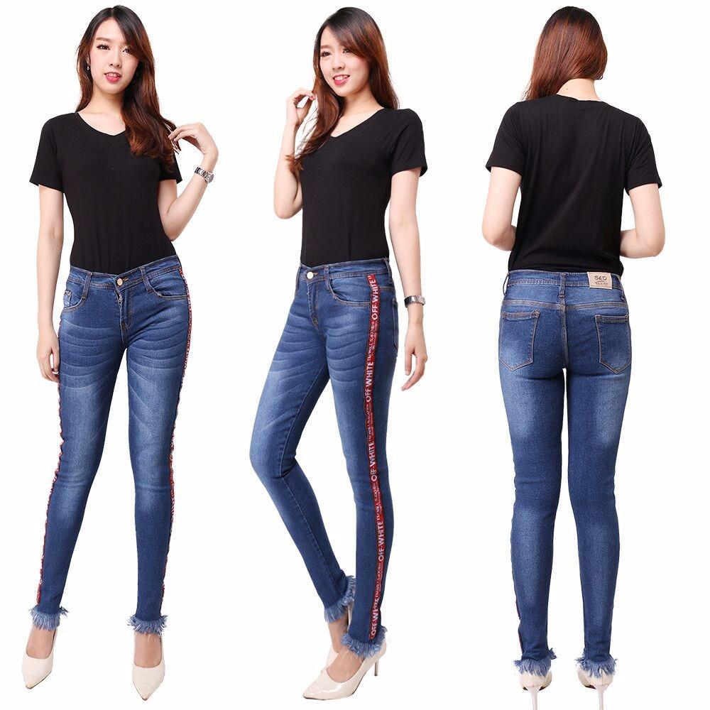 master jeans celana wanita model terbaru/list off white/rawis