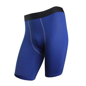 Gambar Men Athletic Basketball Shorts Compression Base Layer TightsRunning Sports Fitness Gym Pro Shorts Quick Dry Wicking   BLUE  intl