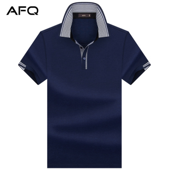 Gambar Mercerized kapas warna solid musim panas bisnis t shirt (Safir biru)