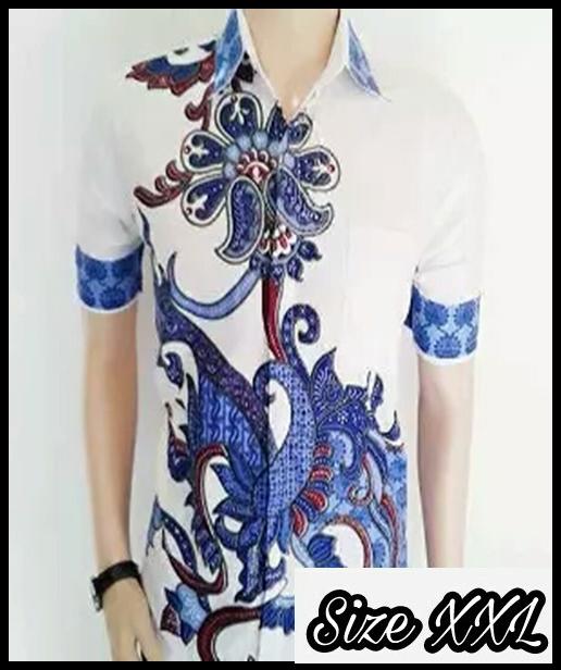 BELI Baju  Kemeja Batik  Modern Pria  Khas Pekalongan Biru 
