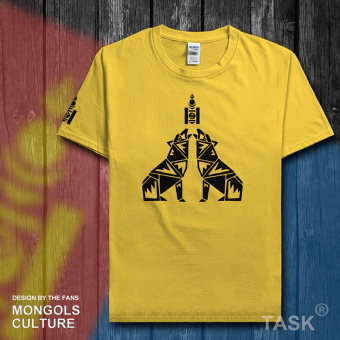 Gambar Mongolia elemen Serigala Totem pakaian t shirt cetak t shirt (Lengan pendek daisy warna hitam kata)