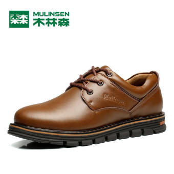 Gambar MULINSEN gaya Inggris kulit musim dingin putaran pasang sepatu sepatu pria (260090 coklat)
