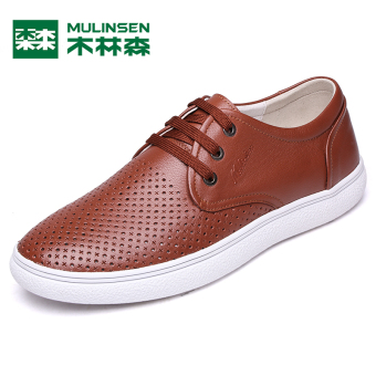 Gambar MULINSEN Shishang kulit pria bernapas kasual sandal laki laki laki laki bisnis sepatu (Coklat muda)