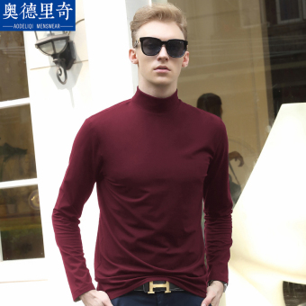 Gambar Musim gugur dan musim dingin pria lengan panjang t shirt (Merah anggur)