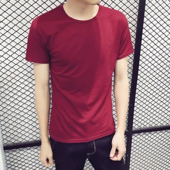 Gambar Musim panas baru pria lengan pendek t shirt (Merah anggur)