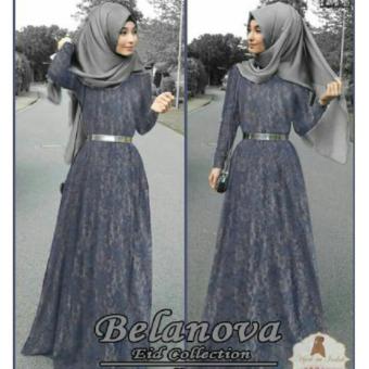 Gambar MUSLIM   Gamis Jumbo Brukat Belanova  Baju Gamis Wanita  GamisBigsize Abu