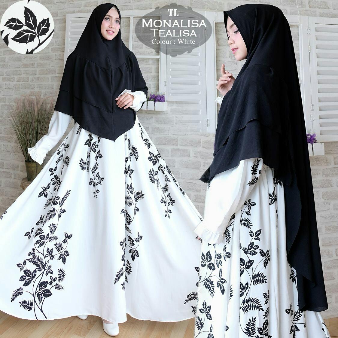 Muslimah33 Gamis Syari Jumbo Muslim Dress Muslimah Lengan Panjang Atasan Wanita Monalisa