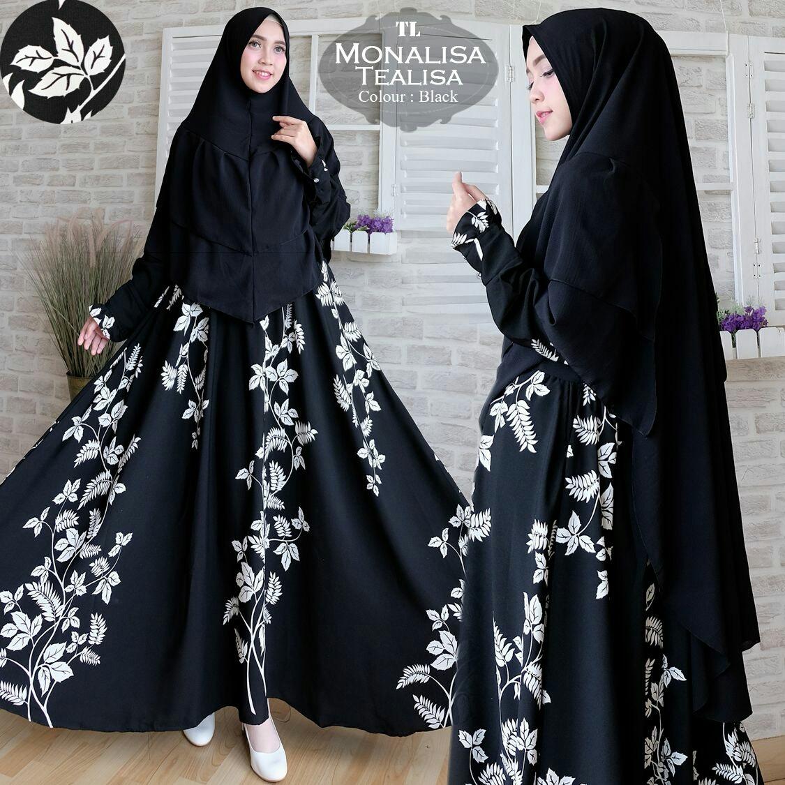 Muslimah33 Gamis Syari Jumbo Muslim Dress Muslimah Lengan Panjang Atasan Wanita Monalisa