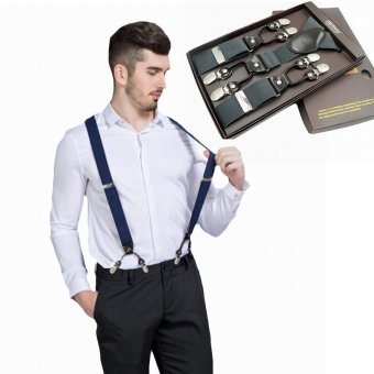 Gambar New Fashion Men s Suspenders Belt Strap Adjustable Y Back Braces 6Clip (Grey)   intl