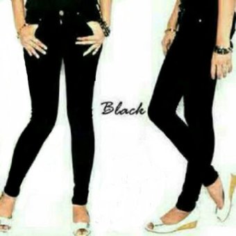 Gambar NJ   Celana Jeans Wanita Model Skinny Street Bagus Jahitan Rapi Murah   Hitam
