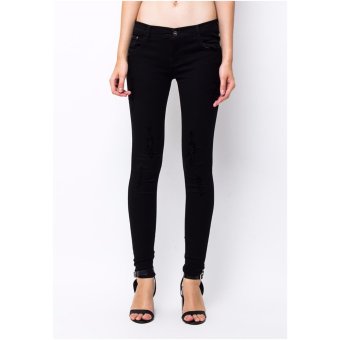 Gambar Nuber Ladies Ripped Soft Jeans Fit Black