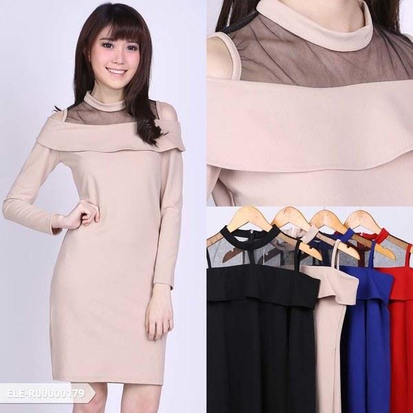 Omah Fesyen Pleysia Plain Cold Shoulder Mini Dress Color: Black Omah Fesyen Pleysia Plain Cold Shoulder Mini Dress Color: Black