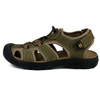 PATHFINDER Men Flat Leather Sporty Slipper Sandals Shoes (Green) -intl .