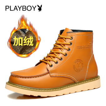 PLAYBOY tren pria musim dingin yang hangat tinggi atas sepatu Dr. Martens (FYG160066 kuning