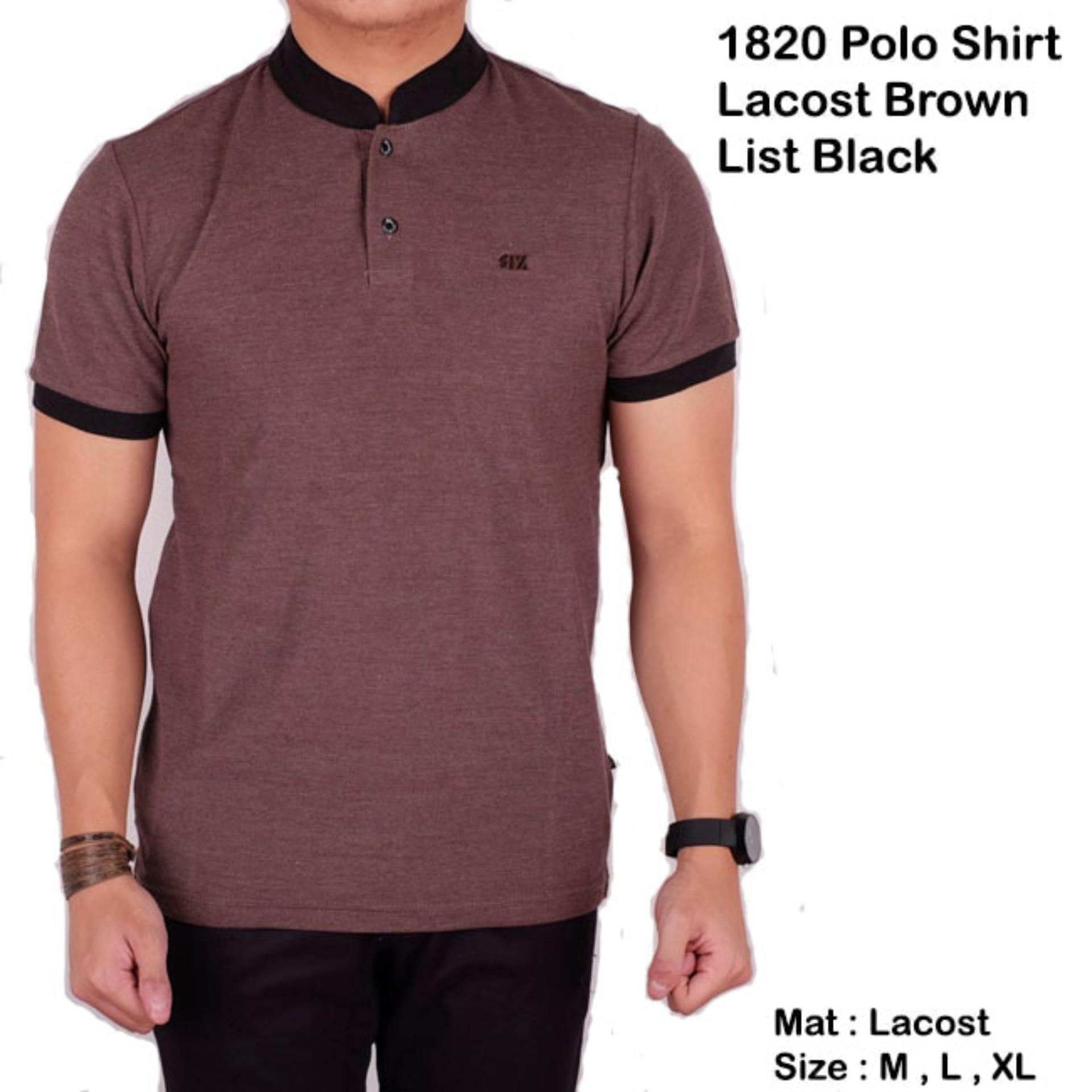 polo shirt pria polos pendek coklat / baju kaos kerah sanghai brown