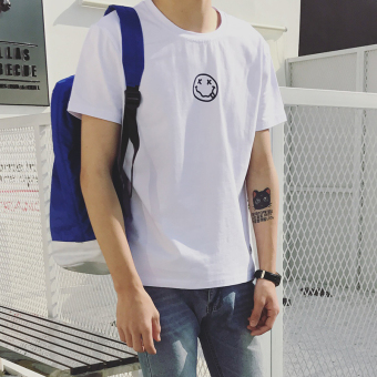 Gambar Pria Jepang yard besar remaja bottoming kemeja t shirt (T6607 putih)