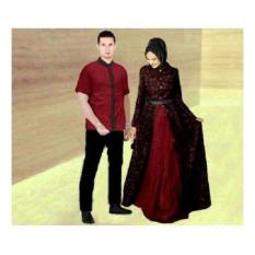 PROMO BAJU - SUPPLIER GROSIR PAKAIAN COUPLE MUSLIM CP ZAHIRA BAJU PASANGAN KEMEJA KOKO PRIA LENGAN PENDEK MAXI MAXY DRESS BRUKAT LENGAN PANJANG WARNA MAROON TOSCA NAVY WHITE MURAH GROSIR KEKINIAN