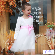 Quick Spadger Baru Anak Perempuan Kecil Remaja Rok Tutu Gaun Putri (Lengan Panjang Satu Bahu Putih)