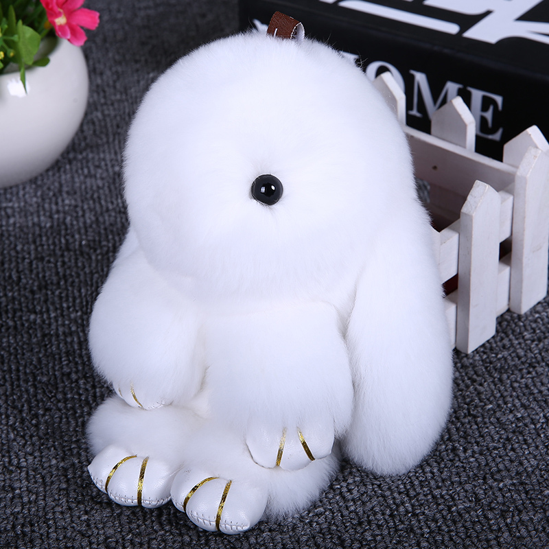 Rex bulu kelinci gantungan kunci 18 cm lucu asli bulu kelinci gantungan kunci .