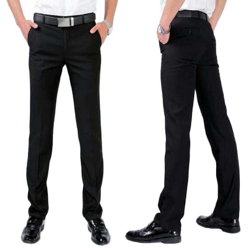 SAROHA - Celana Bahan Formal Kantoran Pria Katun Berkualitas Restleting Kuat Jahitan Rapi Murah – Hitam