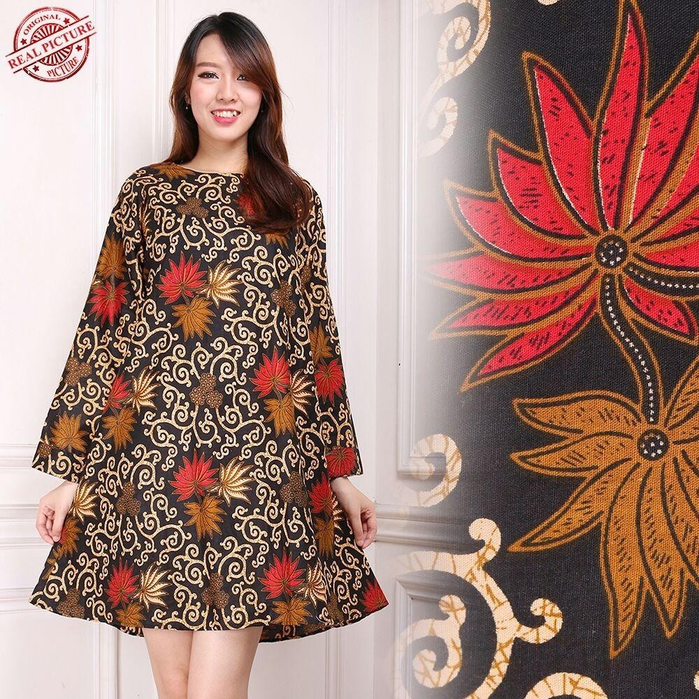 SB Collection Atasan Adelina Tunik Blouse Kemeja Batik Wanita - Coklat SB Collection Atasan Adelina Tunik Blouse Kemeja Batik Wanita - Coklat