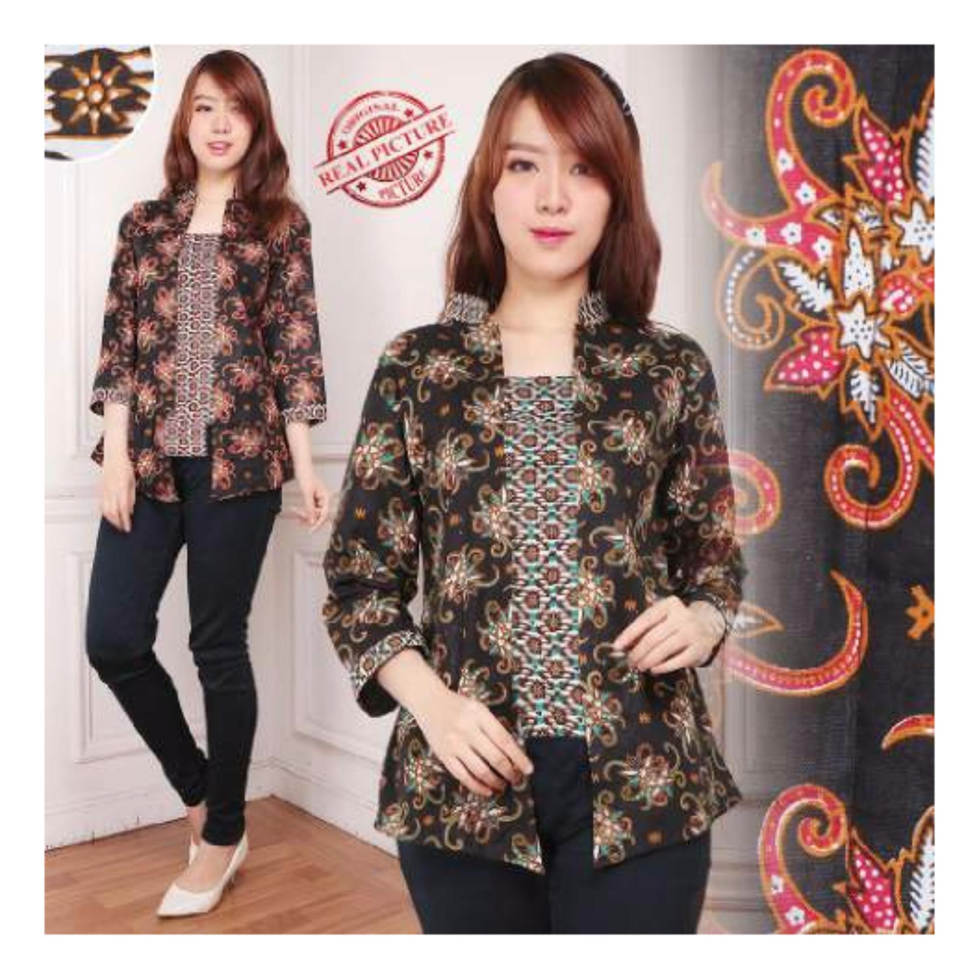 Sb Collection atasan Carolineabaya Blouse Batik kemeja-Bunga Merah Sb Collection atasan Carolineabaya Blouse Batik kemeja-Bunga Merah