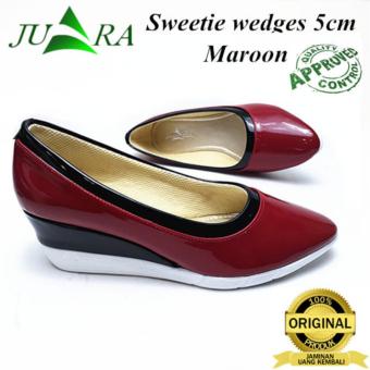 Gambar sepatu wedges wanita juara sweetie wedges 5cm maroon