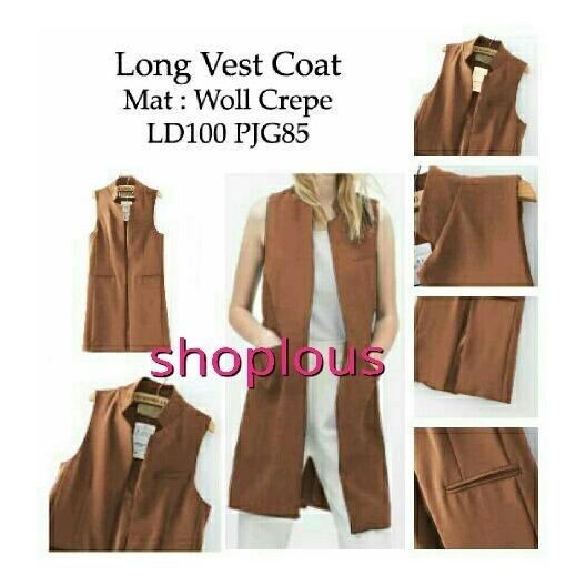 Shoplous Cardigan Wanita Long Vest / Cardigan Kerja / Cardigan Muslim / Fashion Cardigan / Pocket Cardigan / Cardigan Murah / Cardigan Long Vest Coat
